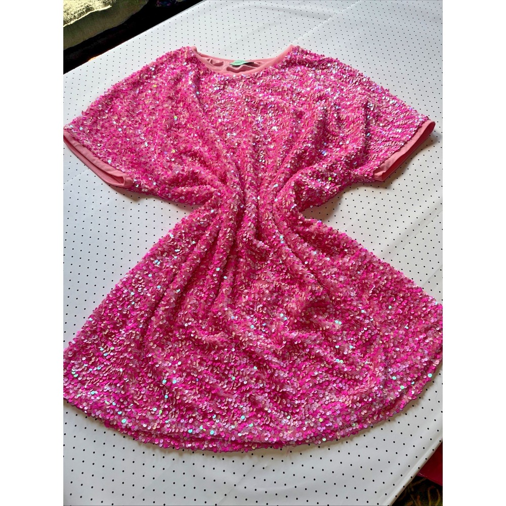 Sunshine & Rodeos Pink Sequin Mini Dress 3XL Plus Size Barbiecore Party Glam